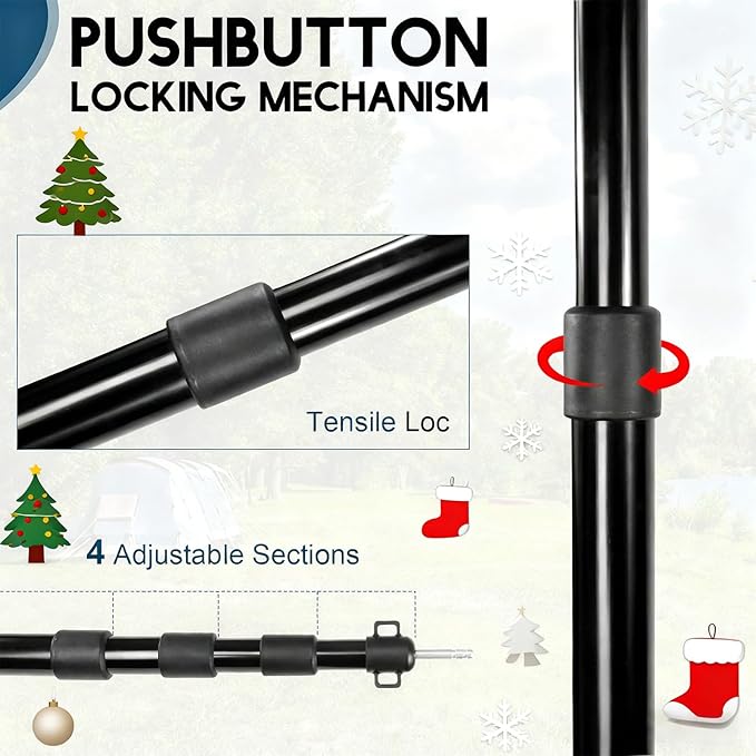 GEEWAY 2 Pcs 10FT Tarp Poles for Camping Heavy Duty Telescoping Tent Pole Aluminum Adjustable Tent Poles for Outdoor Activity Wilderness Adventure and RV Travel (Black)