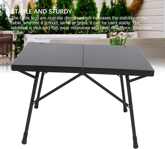 Camping Table Folding Portable Camp Side Table with Adjustable Height Aluminum Alloy Lightweight Camping Table for Outdoor Picnic BBQ Cooking