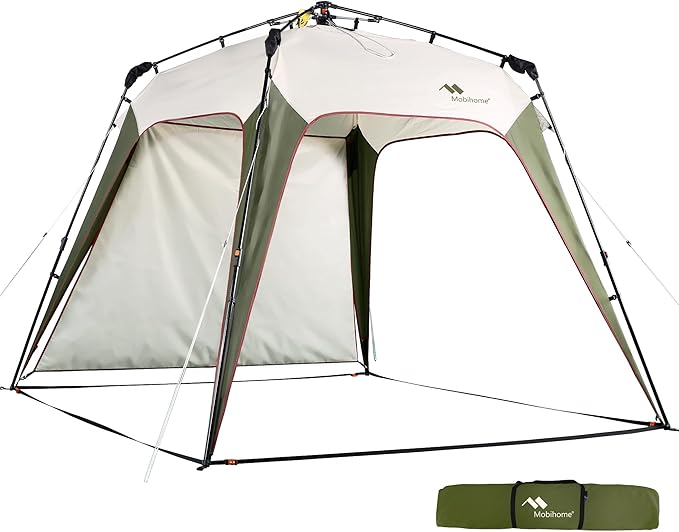 8.2'x8.2' Quick Up Canopy Tent 3 Min Setup Portable Canopy with 1 Sidewall Waterproof UV Protection Outdoor Canopy for Camping Beach Backyard &amp Party-Olive