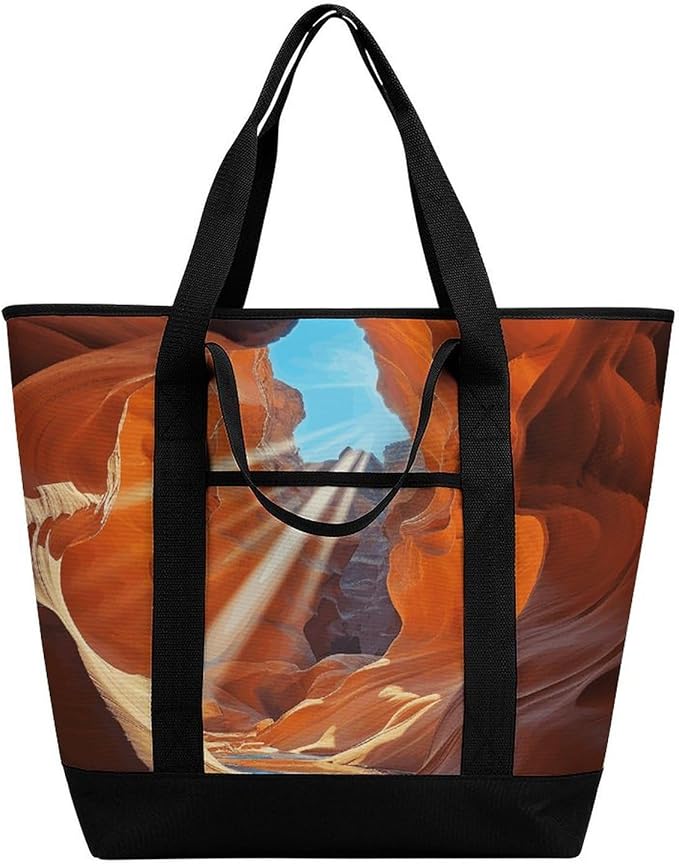 Insulated Shopping BagLarge Reusable Cooler Bags Antelope Canyon Printed Foldable Shopping BagTravel Waterproof Shoulder Bag