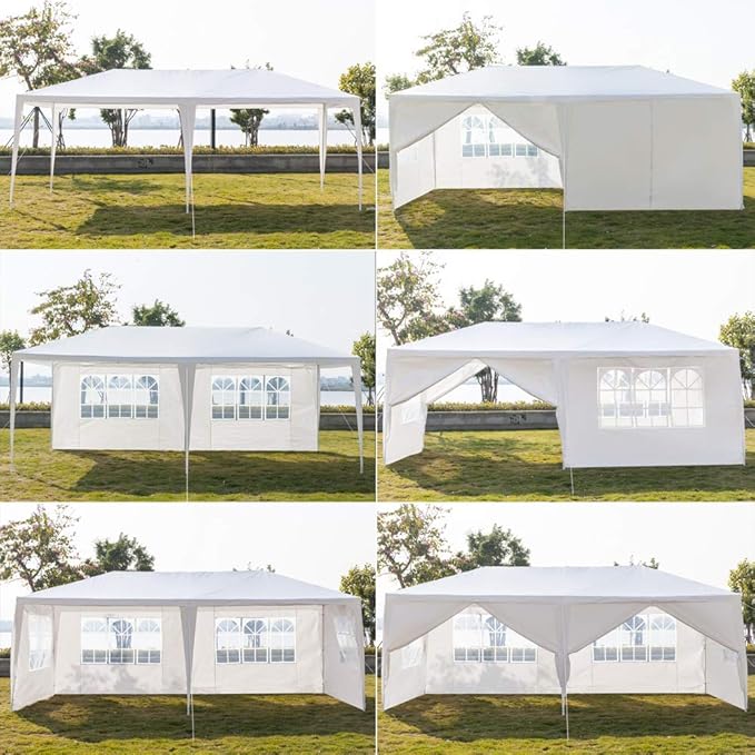 10'x20' Outdoor Party Tent with 6 Removable Sidewalls Waterproof Canopy Patio Wedding Gazebo White