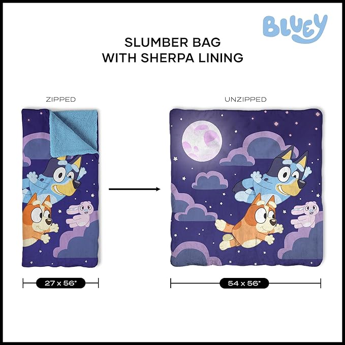 Silk Touch Sherpa Slumber Bag for Boys and Girls Sleeping Bag with Zipper 27 x 56 inches