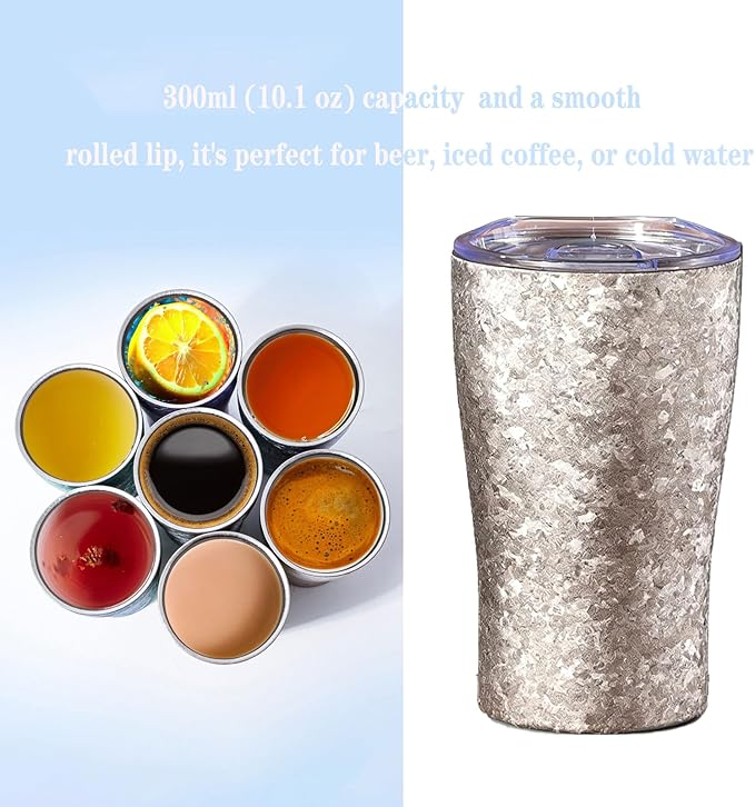 300ml Titanium Cup Double Wall Beer Mug Ultralight Druable Drinkware for Outdoor Camping Multiple Colors Gift for Beer Lovers for Men Women Dishwasher Safe RT155D (Silver)
