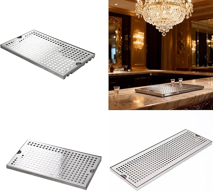 Teas Drainage Plate Metal Beer Towers Drip Pan Stainless Steels Tray Drainage Type Plate for Restaurant Kitchen Metal Tower Pan