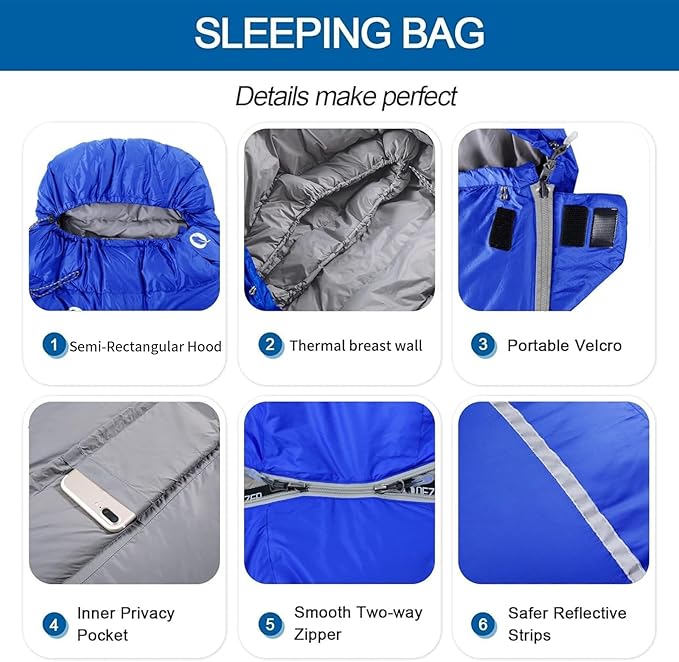 Down Sleeping Bag for Adults 600 Fill Power Ultralight &amp Compact with Compression Sack for Backpacking Camping Hiking
