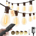 luckystyle 50FT LED Outdoor String Lights with Remote16+1 Shatterproof Bulbs Waterproof and Dimmable Patio Lights for Porch Garden Backyard Deck Balcony 2200K Hanging Lighting