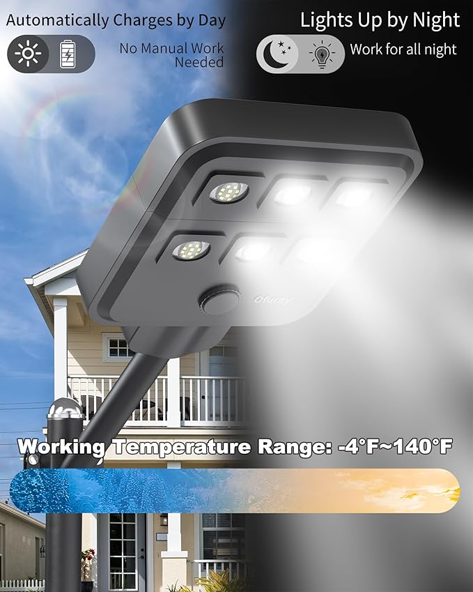 Ofuray Of-5000W Solar Street Lights Outdoor 6500K Commercial Dusk to Dawn Flood Light with Motion Sensor IP67 Waterproof 60LED High Power Security Lighting for Parking Lot Yard