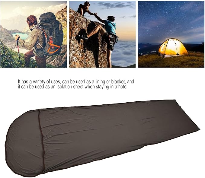 Ultralight Multifunctional Sleeping Bag Liner Elastic and Breathable for Camping Hiking Backpacking with Storage Bag Skin Friendly Polyester Fabric Unfolded Size 78.7x31.5in (Gray)