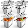 West Bay 6 Pack 1/9 Size Hotel Pan with Lids 4'' Deep Steam Table Pan with Lid 5.3'L x 2.7''W Stainless Steel Pans for Home Party Hotel Buffet
