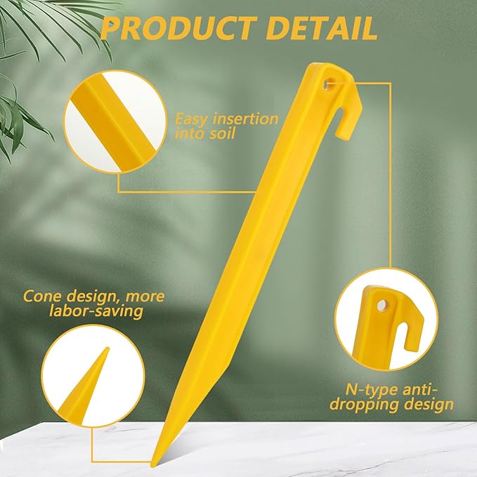 80 PCS Plastic Tent Stakes 9 Inch Heavy Duty Tent Pegs Spike Hook for Camping Outdoor Sand Beach Halloween Christmas Garden Lawn Stakes Light Safe Tent Stakes Sturdy Canopy Stakes Accessories