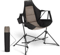 HIGH POINT SPORTS Hammock Camping Chair Adjustable Back Swinging Chair Folding Outdoor Rocking Chair Heavy Duty Portable Camp Chair with Cup Holder and High Back for Adults Black