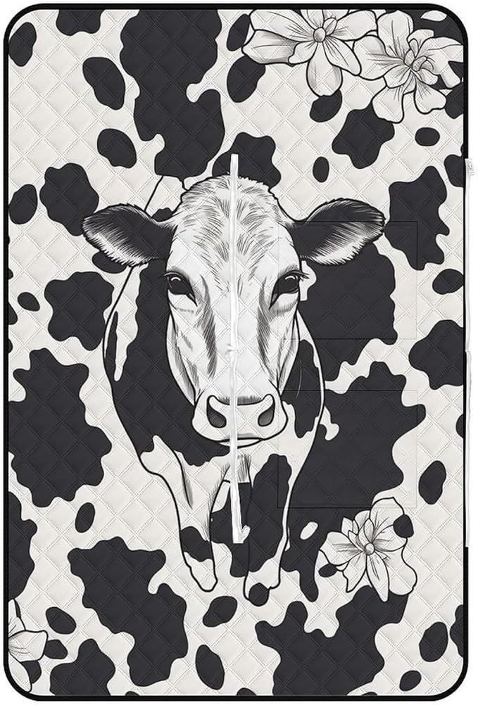 Zipper Black and White Cow Style Picnic Mat Suitable for Travel Camping Park Or Home Use