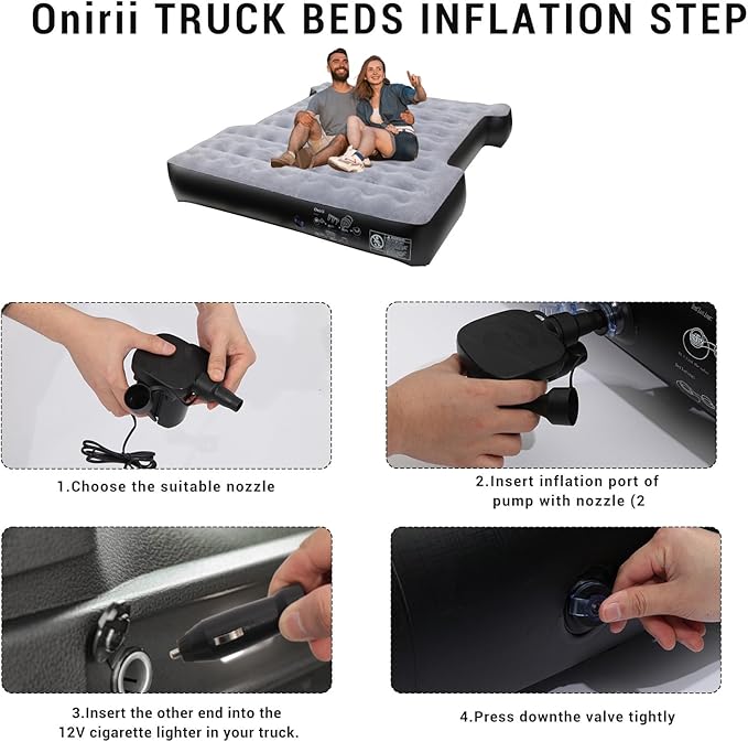 Camping Pickup Truck Bed Air Mattress for 5.5-5.8 FtThickened Full Size Short Inflatable Truck Beds MattressSleeping Pad with with Air Pump for Outdoor Camping Car Travel