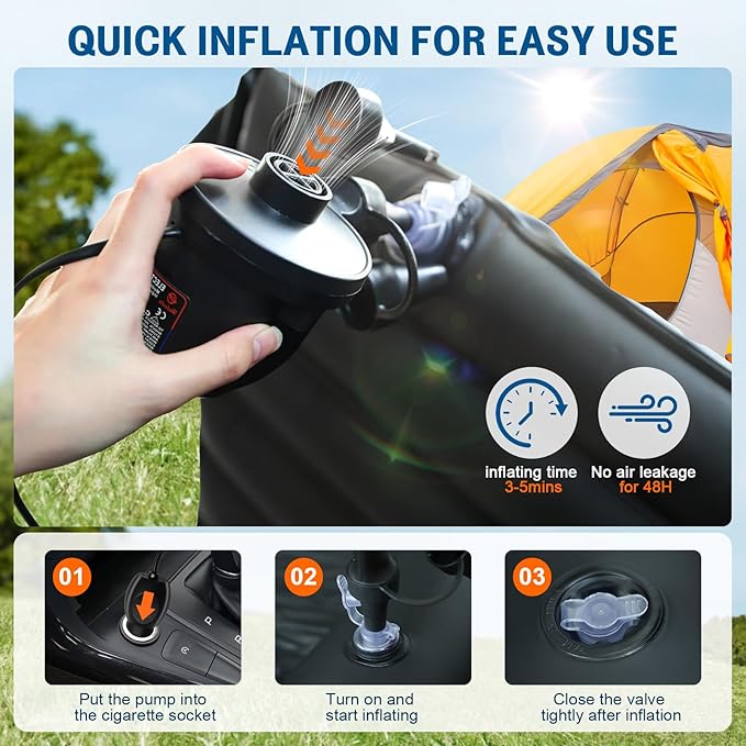 SUV Air Mattress - Thickened Car Air Mattress with Electric Pump Portable Inflatable Car Bed with 2 Pillows Camping Mattress Back Seat for SUV Trunk Travel Home (Black)