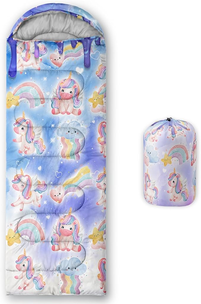 AILONEN Cartoon Camping Sleeping Bag for Boys Girls AdultsLightweight &amp Waterproof3 Season Warm &amp Cold WeatherPortablePrinted Sleeping BagTravelingCampingHiking