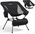 Anbte Extra Height &amp Width Portable Camping Chair 400LBS Capacity Compact Folding Chair with Square Frame Quick Setup Storage Bags on Both Sides Ideal for Camping Hiking Beach Picnic Outdoor Bl