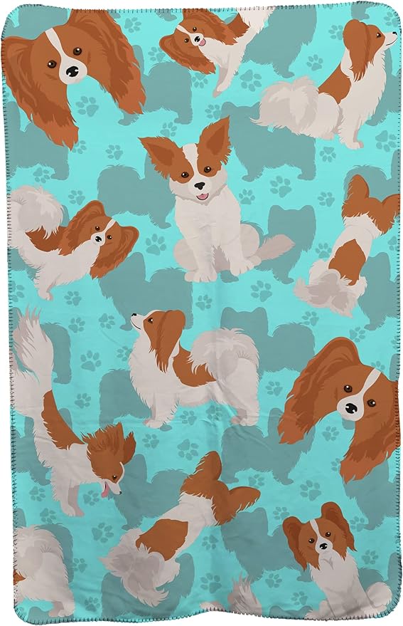 Caroline's Treasures MLM1043TBLT Red and White Papillon Soft Travel Blanket with Bag Airplane Blanket Indoor Outdoor Camping Blanket for Traveling Picnics Beach Trips Concerts