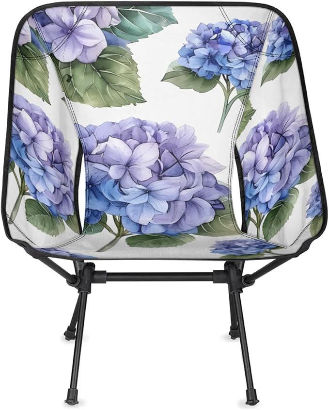 Honeybaby Folding Camping Chair Watercolor Hydrangeas Camping Chairs Lightweight Portable Chair Outdoor Foldable Chairs for Camping Travel Picnic Beach Hiking