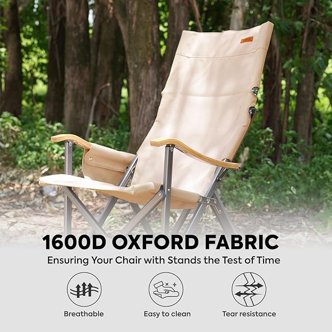 ICECO High Back Camping Chairs for Adults Heavy Duty Folding Chair for Outside Portable Outdoor Chairs with Storage Bag Hold Up 600 LBS Backpack Camping Chair 10 Years Warranty (Non-Adjustable)
