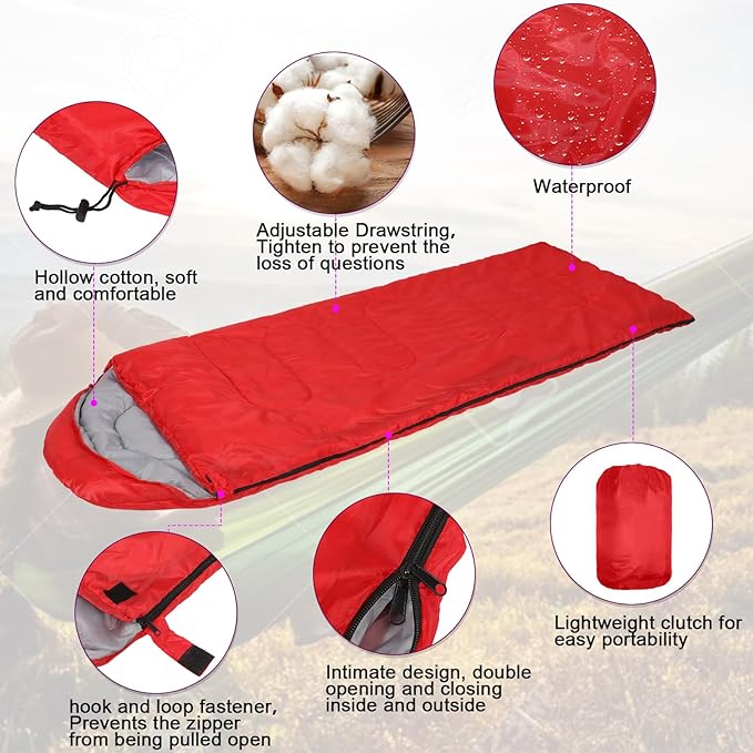 Macarrie 4 Pcs Bulk Sleeping Bags for Adults 0 Degree Waterproof Backpack Bags with Compression Sack for Backpacking Camping Hiking Emergency Shelters