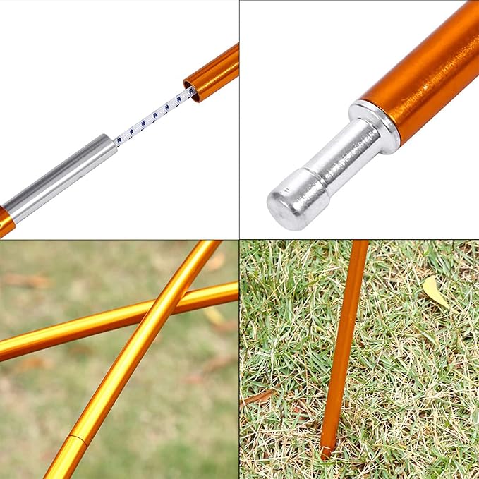 Aluminum Alloy Tent Poles 2Pcs Camping Tent Support Rods Bar Replacement Accessories Awning Frames Kit for Outdoor Camping Hiking Backpacking Travel Gold