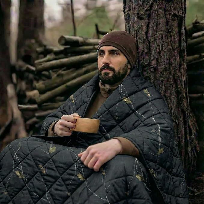 LOOGU Camo Blanket Waterproof Insulation Poncho Liner for Outdoor Camping Hiking Hunting Survival Backpacking Picnicking
