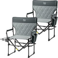 TIMBER RIDGE Aluminum Camping Directors Chair with Side Table Pocket Portable Folding Chair Heavy Duty Lawn Chair for Fishing Trip Picnic Concert Outdoor 400lbs Grey 2 Pack
