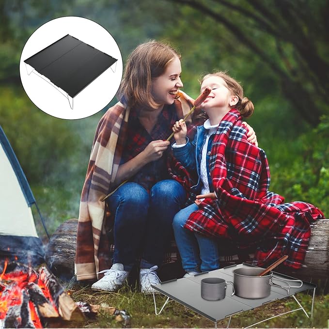 VILLCASE Foldable Picnic Table Aluminum Alloy Outdoor Camping Desk Lightweight Portable Beach Table for Hiking and Picnic Use