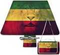 Jamaican Flag Rasta Lion Waterproof Outdoor Picnic Blanket Sandproof Beach Mat for Camping Hiking Grass Travelling