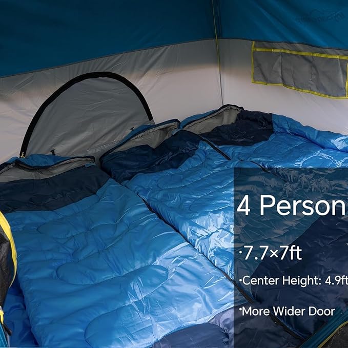 Tents 4 Person Camping Tent Easy Setup Waterproof Family Tents for Camping Portable Dome Tent for Outdoor Camping with Rainfly Carry Bag