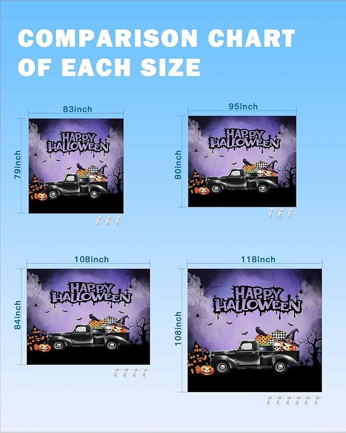 Beach Blanket Waterproof Sandproof OversizedHalloween Farm Truck Pumpkin Ghost Skull Crow Beach Mat with Corner Stakes Sand PocketsHaunted Castle Purple Fog Outdoor Picnic Mat for Travel83x79In