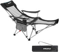 #WEJOY 2-in-1 Reclining Camping Chair Lightweight Folding Camping Chair with Adjustable Backrest &amp Footrest Camping Lounge Chair with Headrest Cup Holder Storage Bag for Beach Lawn Concert