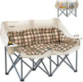 Double Camping Chair Oversized 2 Person Camp Chairs with Cup Holders Side &amp Backrest Mesh Pockets Padded Loveseat Camping Chair Foldable for Outdoor Lawn Backyard Beach Support 800LB