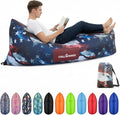 Portable Inflatable Lounger for Beach &amp Camping – Self-Inflating Air Couch Beach Sofa and Outdoor Lounge Chair for Relaxation and Comfort (American Flag)