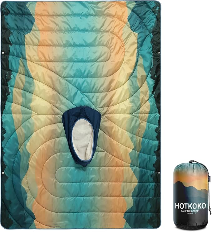 Camping Blanket Poncho Wearable Hoodie Blankets Outdoor Waterproof Windproof Warm Durable &amp Portable for Stadium Concerts CarTravel Beach Picnic Grass75 * 52 inch
