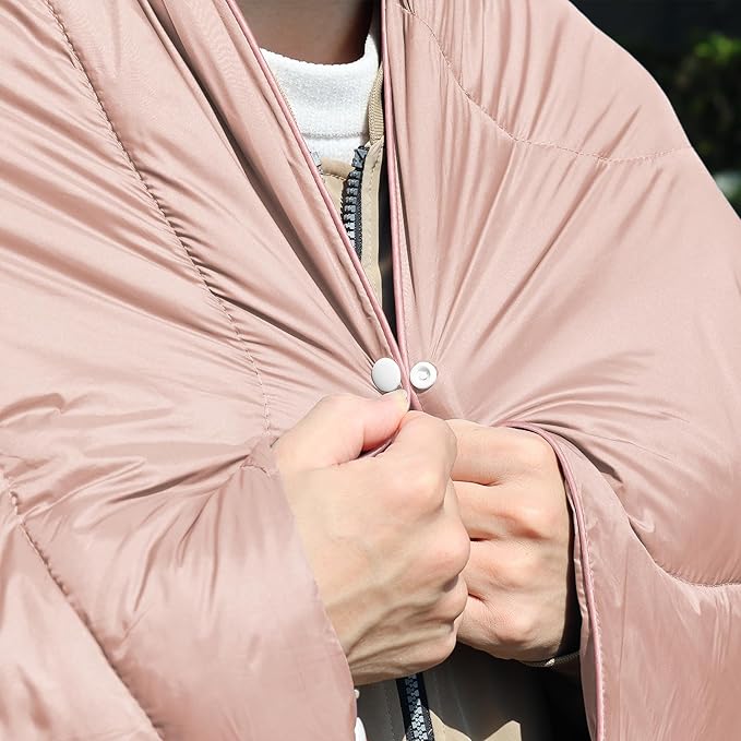 zzlamb Camping Blanket for Cold WeatherOutdoor Puffy Blanket Portable Down AlternativeWindproof Warm Cloak with SnapsCozy Quilt Backpacking Picnic RV Travel Plane Car Hammock Beach Climbing