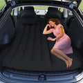 Car Air Mattress - Inflatable Camping Bed Compatible with Tesla Model Y Thickened Flocked AirBed for Trunk/Backseat/Sedan/SUV/RV Sleeping Pad with Pump and 2 Pillows for Camping Travel Outdoor Black