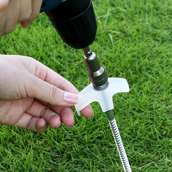 QWORK 8 Heavy Duty Screw in Tent Stakes Set - 20 Pack Tent Pegs Camping Stakes with Screwdriver | Glow in The Dark