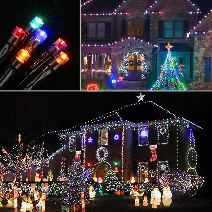 Toodour Christmas Lights Outdoor 131ft 350 LED String Lights Timer Waterproof 8 Modes Outdoor Christmas String Light - Twinkle Light for Tree Home Garden Yard Wedding Party Xmas Decor(Multicolor)