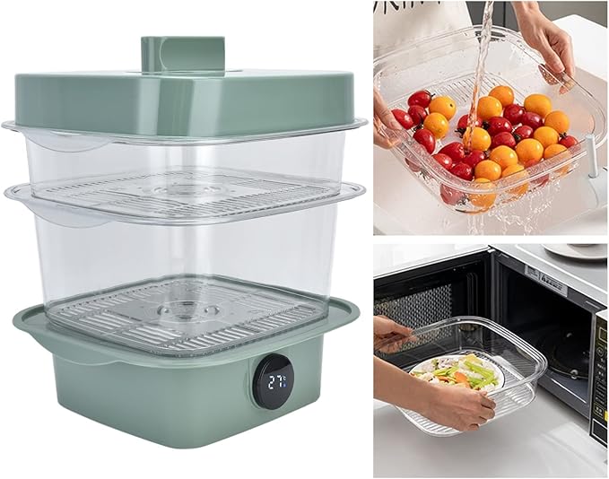 Jonlaki 4Pcs Set Multilayer Transparent Food Insulation Cover with Temperature Panel &amp