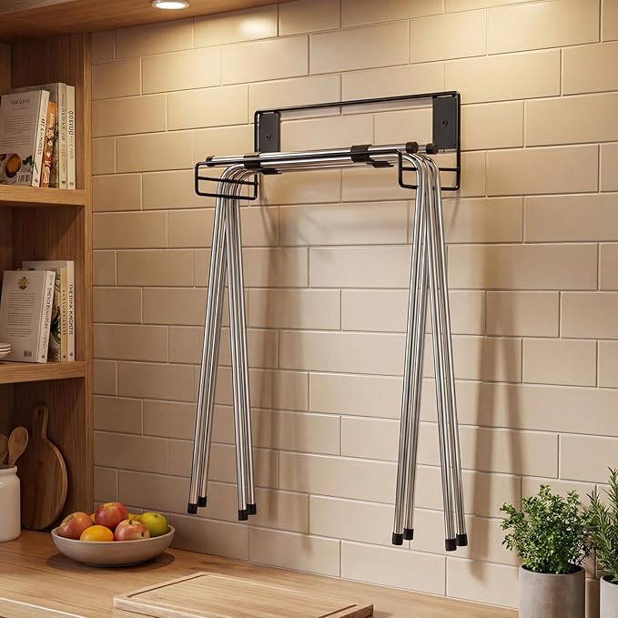 LEIFIDE Tray Stand Holder Wall Mount Heavy Duty Black Steel Plate Rack Shelf Large for Restaurant Kitchen Bar Service Areas Space Saving Storage Display Rack Pillow Organizer 10.25 x 9.25 Inches