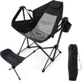 KOTEK Hammock Chair Portable Camping Chair with Retractable Footrest Adjustable Backrest Headrest Cup Holder &amp Carry Bag Folding Rocking Chair for Outdoor Lawn Patio Travel Picnic Fishing (Bl
