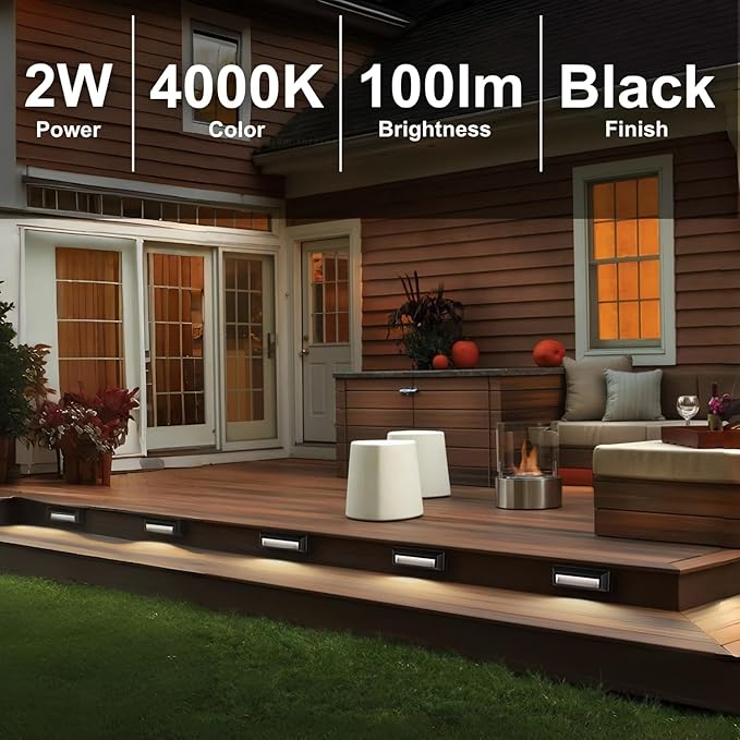 ZONK LED Step Lights 110-240V OutdoorIndoor Stair Lights Waterproof IP65 2W 4000K Lighting for Stairs Hallway Pathway Porch (Non-Dimmable Easy Install) 3Pack