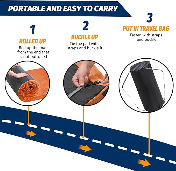 CYMULA Memory Foam Camping Mattress Pad CertiPUR-US Sleeping Mat Portable Roll Up Mattress for Adults Camping Bed Pads for Sleepover Car Bed with Travel Bag