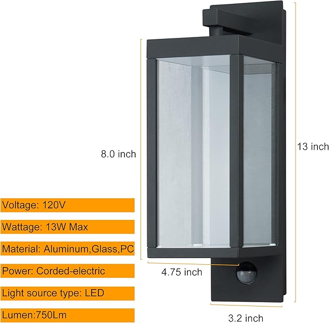 Lustrlach 2 Pack Motion Sensor Outdoor Light Fixtures Wall MountExterior Wall Sconce Porch Light Garage Lights Waterproof Motion Lights for Outside Garden Front Door