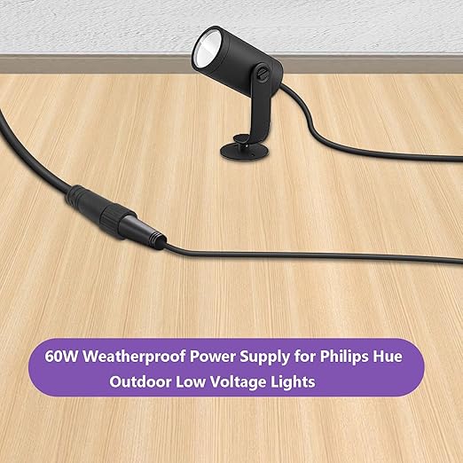 for Philips Hue Outdoor Lights Strip Power Supply 24V 60W Single Connector Power Adapter for Lily Spot/XL Spot Calla Pathway Impress Pedestal Impress Wall Lights Low Voltage Lighting