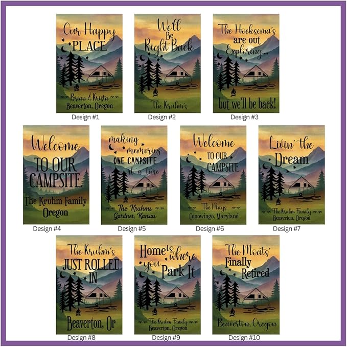 Campsite Decoration Camper Garden Flag Personalized Camper Sign Gift for camper Custom outdoor camping decor unique yard decor for RV travel trailer Motorhome tent van life