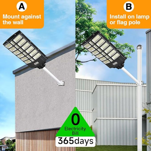 16000W Solar Street Lights Outdoor 100000 Lumens Dusk to Dawn Motion Sensor Security Flood Light with Remote Control Wireless Waterproof Perfect for GardenYard Street Parking lot