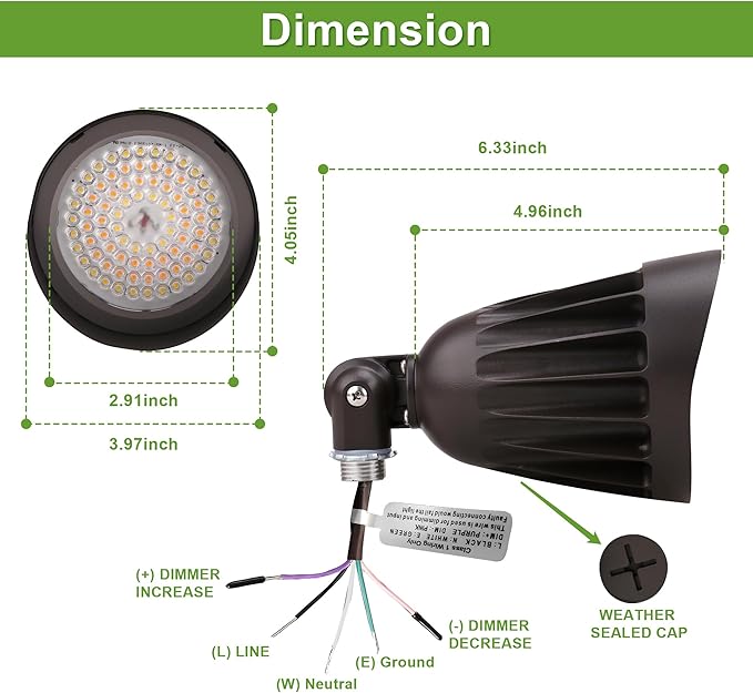 25 Watt LED Spot Light - 3500 Lumens - Color Selectable 30K/40K/50K - 42°Beam - Knuckle Conduit Mount - LED Landscape Flood Light - 80W MH Equivalent UL and DLC Certified (12-Pack)