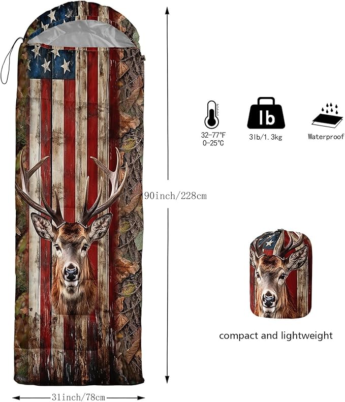 Kids Sleeping Bag for Boys GirlsWestern Cowboy Print-Lightweight Warm Portable Outdoor Indoor-Waterproof Cold Weather Resistant Sleeping Bag for Camping Hiking